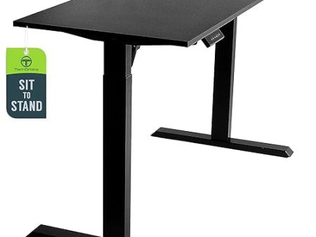 TechOrbits Electric Standing Desk Frame 60 x 24 Inch Tabletop - Motorized Workstation Two Leg Stand Up Desk with Memory Settings and Telescopic Sit Stand Height Adjustment (Black Frame Black Top) Supply