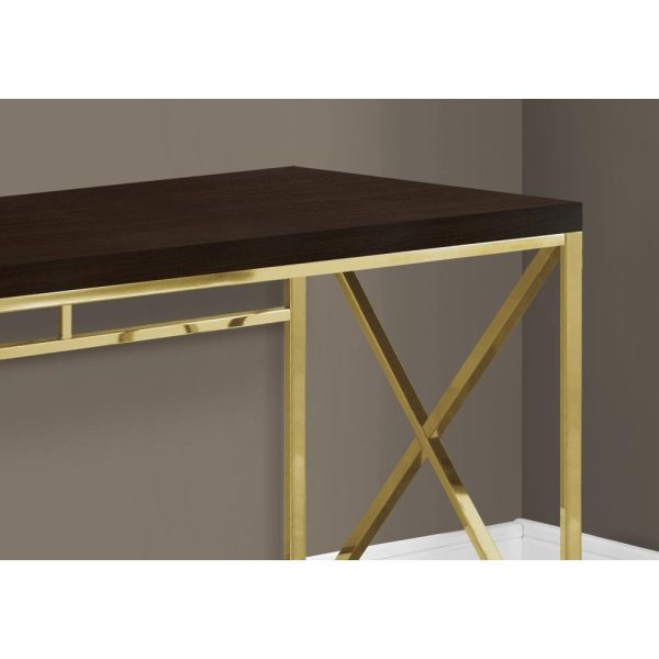 Computer Desk - 48 L   Cappuccino   Gold Metal Base For Cheap