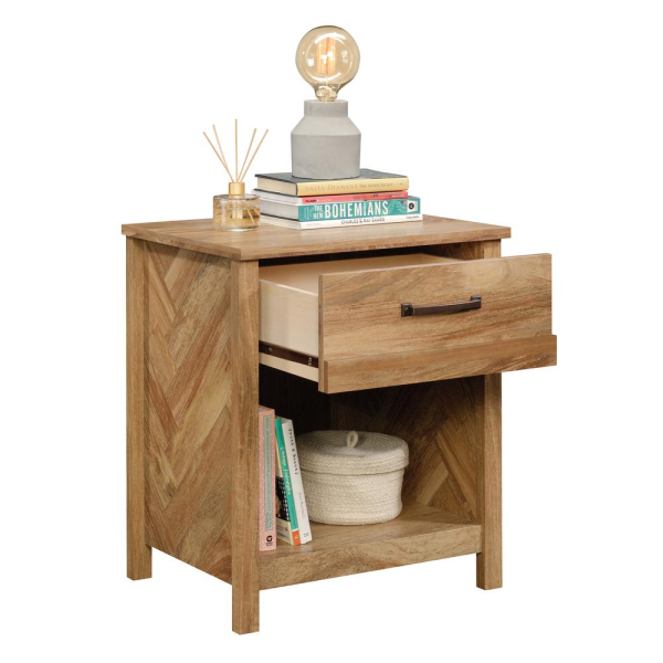 Cannery Bridge Night Stand - Stylish Bedside Table with Storage Drawer and Open Shelf For Sale