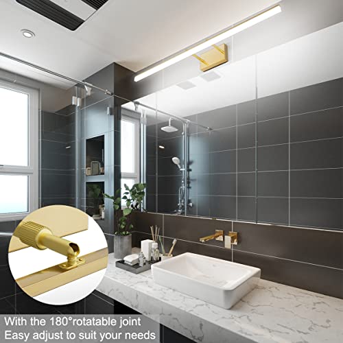 Aipsun Brass Bathroom Vanity Light Fixtures 40inch Modern Bathroom Light Fixtures LED Vanity Light for Bathroom Wall Light Fixtures 6000K Sale