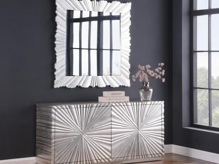 Lacy Metallic Silver Sheen Sideboard - Elegant Storage Solution for Your Home Hot on Sale