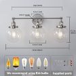 Nickel Bathroom Vanity Lights Fixtures with Switch, 3-Light Brushed Modern Industrial Style, 5.9   HandBlown Frosted Glass Globe Shade Online Sale