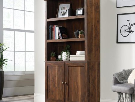 5 Shelf Bookcase with Doors - Grand Walnut Finish Cheap