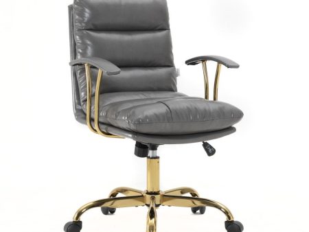 LeisureMod Regina Modern Padded Leather Executive Office Chair - Titanium Grey Online now