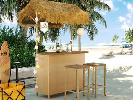 Walker Edison | Hawaiian-style Bar Height Patio Set Supply