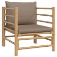 Patio Sofa with Taupe Cushions Bamboo - Durable and Comfortable Outdoor Furniture Online Hot Sale