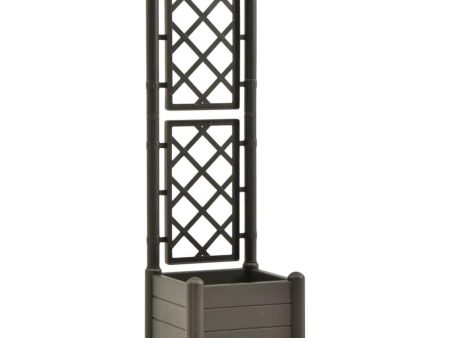 Garden Planter with Trellis 16.9 x16.9 x55.9  PP Anthracite - Buy Online at Best Price | Garden Supplies on Sale