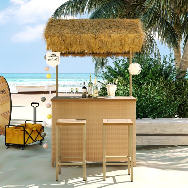 Walker Edison | Hawaiian-style Bar Height Patio Set Supply