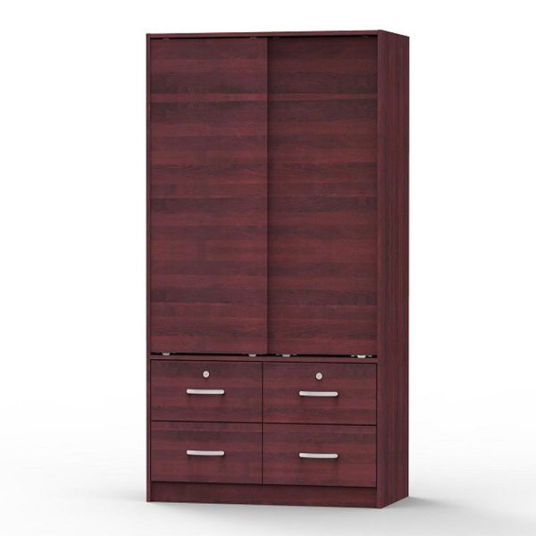 Better Home Products Sarah Modern Wood Double Sliding Door Armoire in Mahogany Online now