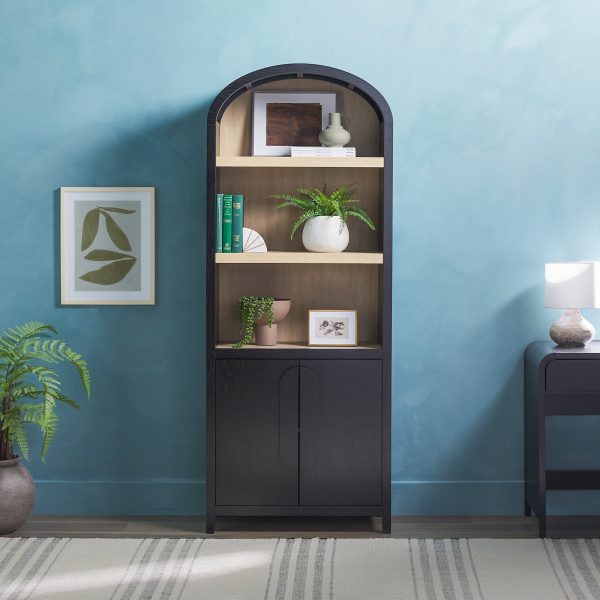 Chantelle Modern Arched Bookshelf with Cabinet Online Sale