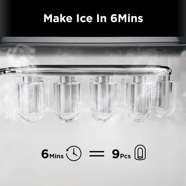 Silonn Ice Maker Countertop, 9 Cubes Ready in 6 Mins, 26lbs in 24Hrs, Self-Cleaning Ice Machine with Ice Scoop and Basket, 2 Sizes of Bullet Ice for Home Kitchen Office Bar Party Discount