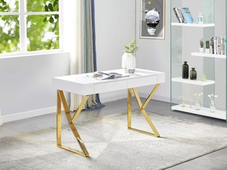 Best Master Furniture Philon 47  Modern Wood Computer Desk in Gold Online Hot Sale