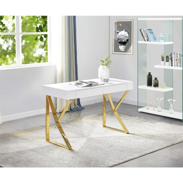 Best Master Furniture Philon 47  Modern Wood Computer Desk in Gold Online Hot Sale