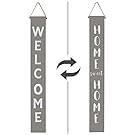 Wooden Welcome Sign for Front Porch - Standing, grey Fashion