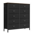 SONGMICS Dresser for Bedroom, Storage Organizer Unit with 10 Fabric Drawers, Steel Frame, for -Living -Room, Entryway, 10 drawers Brown + Black Online Hot Sale