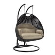 LeisureMod MendozaWicker Hanging 2 person Egg Swing Chair in Taupe Cheap