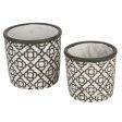 Cement Flower Pot Set - Dark Gray Lattice Design Online