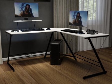 L-Shaped Desk 71.5  Computer Corner Desk, Home Office Corner Desk, Gaming Desk, Space Saving, Easy to Assemble, White Black Cheap