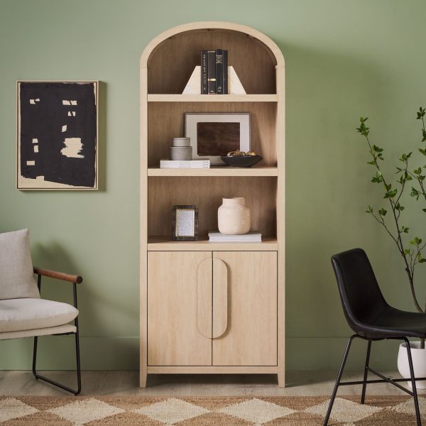 Chantelle Modern Arched Bookshelf with Cabinet Online Sale