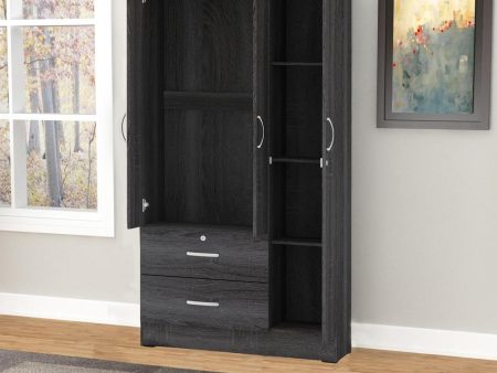 Better Home Products Symphony Wardrobe Armoire Closet with Two Drawers in Gray Online Hot Sale