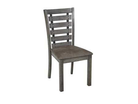 Dining Chairs, Set of 2 | Upholstered Seats | Ladder Slat Back | Two Toned Finish For Sale