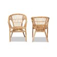 bali & pari Alleta Modern Bohemian Natural Brown Rattan 2-Piece Dining Chair Set Hot on Sale