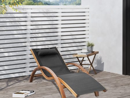 Walker Edison | Mesh Outdoor Chaise Wood Lounge Chair with Pillow Online