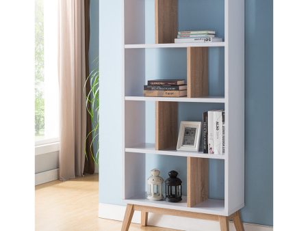 Walker Edison | Minimalist Two Tone Bookshelf Storage Cabinet For Sale