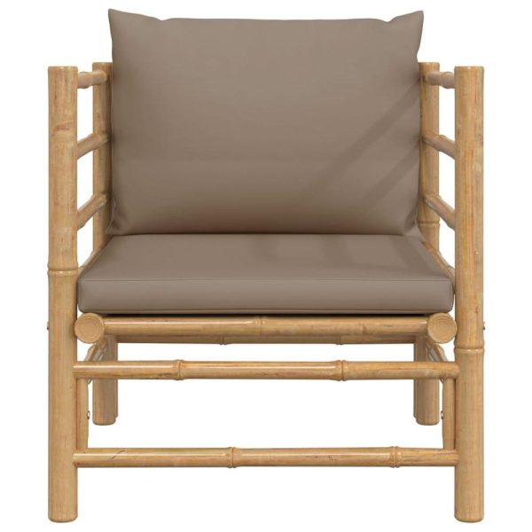 Patio Sofa with Taupe Cushions Bamboo - Durable and Comfortable Outdoor Furniture Online Hot Sale