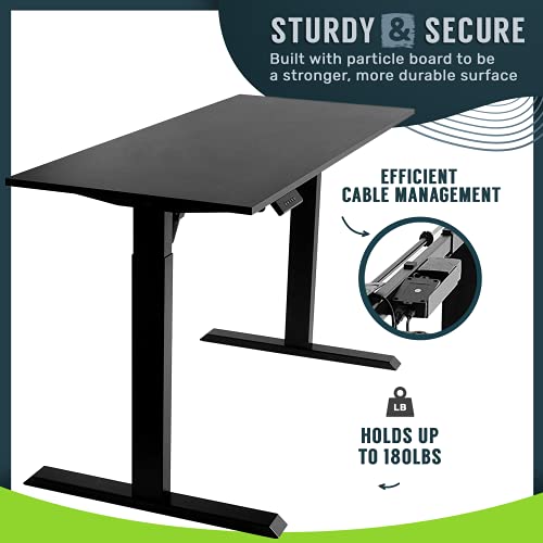 TechOrbits Electric Standing Desk Frame 60 x 24 Inch Tabletop - Motorized Workstation Two Leg Stand Up Desk with Memory Settings and Telescopic Sit Stand Height Adjustment (Black Frame Black Top) Supply