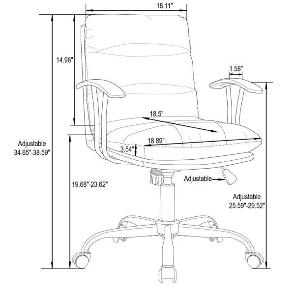 LeisureMod Regina Modern Padded Leather Executive Office Chair - Titanium Grey Online now