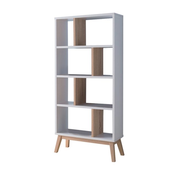 Walker Edison | Minimalist Two Tone Bookshelf Storage Cabinet For Sale