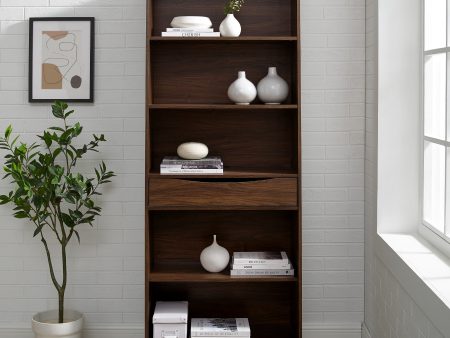 Modern 5-Shelf Bookshelf with Drawer Online Hot Sale