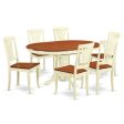 7 PC Dining Set - Oval Dining Table with Leaf and Dining Chairs For Sale