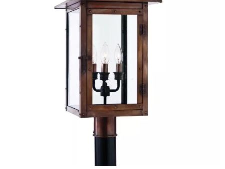 Chalmers 3 Light 26  Tall Post Lantern with Clear Glass - CM9012AC For Sale