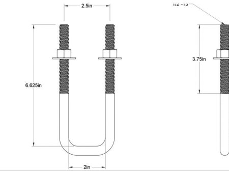 Pack of 4 Sq U Bolt Zinc-Plated, Steel, 1 2 -13 Thread Size, 2   W, 6-5 8  H Online now