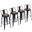 Yongchuang Swivel Bar Stools with Backs Set of 4 Bar Height Stools Industrial Metal Barstools Bar Chairs (Swivel 30 , Wood Top Black) Discount