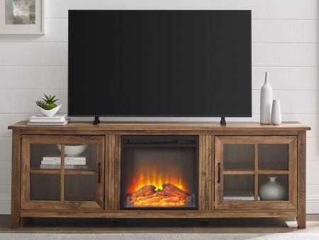 Simple Fireplace Console with Glass Doors For Discount