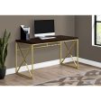 Computer Desk - 48 L   Cappuccino   Gold Metal Base For Cheap