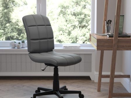 Mid-Back Gray Quilted Vinyl Swivel Task Office Chair - Comfortable and Stylish Fashion