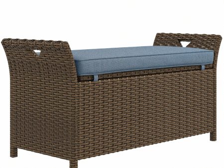 Walker Edison | Outdoor Patio Wicker Storage Bench Supply