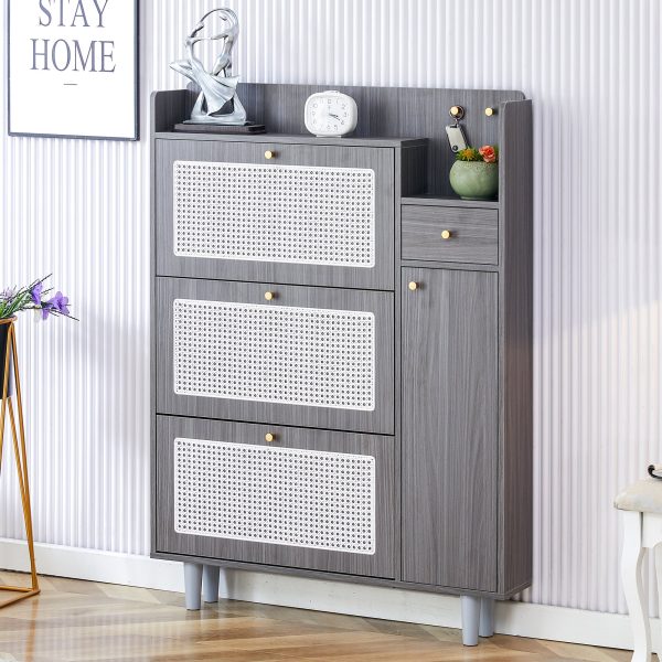 Walker Edison | Rattan Modern Minimalist Entryway Storage Cabinet Fashion