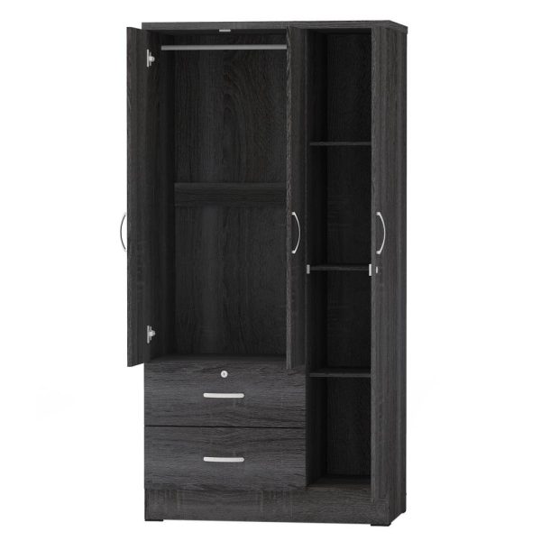 Better Home Products Symphony Wardrobe Armoire Closet with Two Drawers in Gray Online Hot Sale