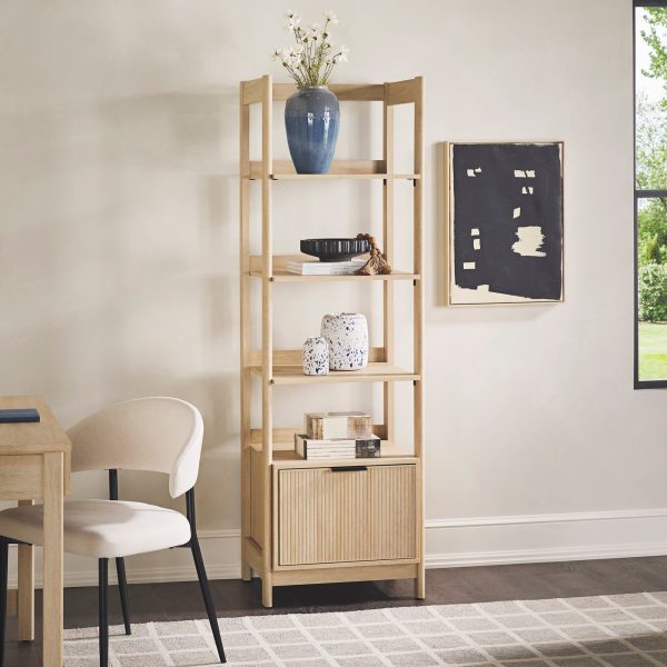 Holmes Modern Scandinavian Reeded Bookshelf Online now