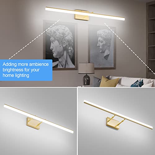 Aipsun Brass Bathroom Vanity Light Fixtures 40inch Modern Bathroom Light Fixtures LED Vanity Light for Bathroom Wall Light Fixtures 6000K Sale