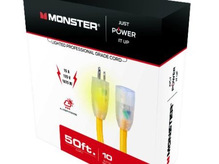 Monster Just Power It Up Outdoor 50 ft. L Yellow Extension Cord 10 3 SJTW Online