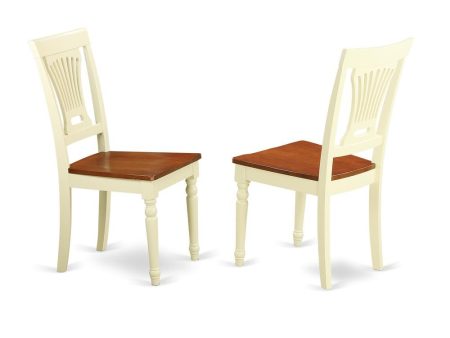 Plainville Kitchen Dining Chair Wood Seat - Buttermilk and Cherry Finish, Set of 2 Online