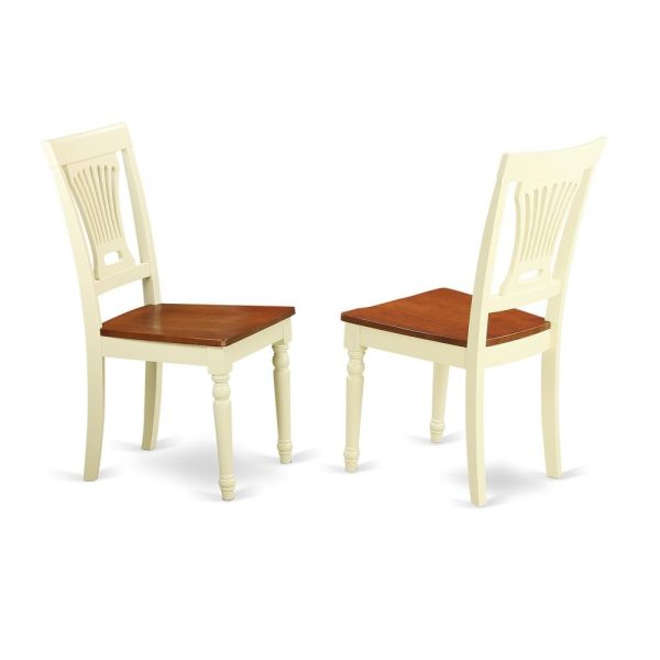 Plainville Kitchen Dining Chair Wood Seat - Buttermilk and Cherry Finish, Set of 2 Online