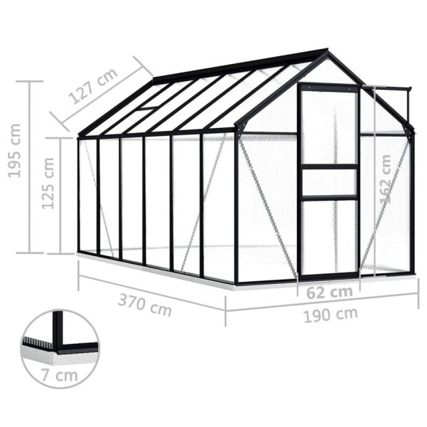 Greenhouse with Base Frame Anthracite Aluminum 75.7 ft² Hot on Sale