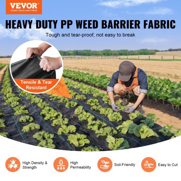 VEVOR Weed Barrier Landscape Fabric 6*300FT Heavy Duty Woven PP Weed Control Mat Online now